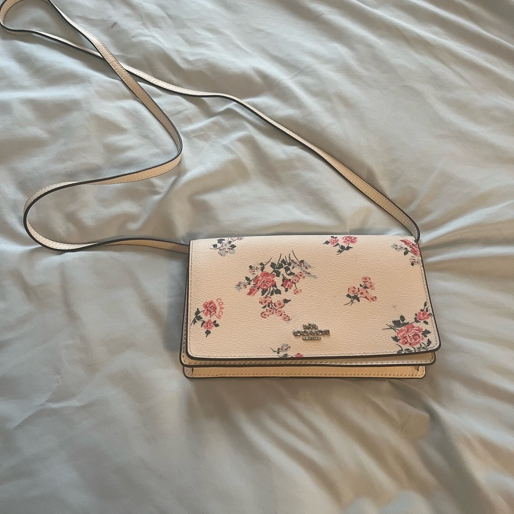 Coach Floral Crossbody Bag in Cream and Pink